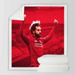 Mohamed Salah Liverpool Soccer Player Sherpa Fleece Blanket