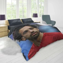 Mohamed Salah Spirited Soccer Player Duvet Cover 1