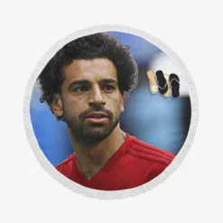 Mohamed Salah Spirited Soccer Player Round Beach Towel