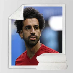 Mohamed Salah Spirited Soccer Player Sherpa Fleece Blanket