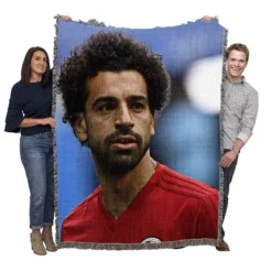 Mohamed Salah Spirited Soccer Player Woven Blanket