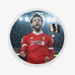 Mohamed Salah Sportive Football Player Round Beach Towel