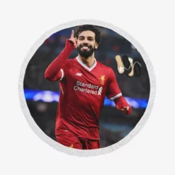 Mohamed Salah Spright Football Player Round Beach Towel