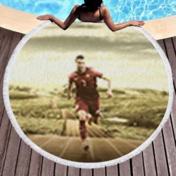 Most Epic Portugal Football Player Cristiano Ronaldo Round Beach Towel 1