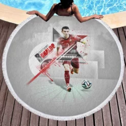 Most Goal in FIFA WC Cristiano Ronaldo Round Beach Towel 1