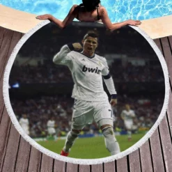 Most Score Real Madrid Player Cristiano Ronaldo Round Beach Towel 1