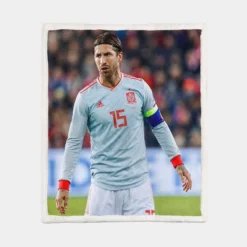 Motivating Soccer Player Sergio Ramos Sherpa Fleece Blanket 1