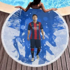 Motivating Sports Player Lionel Messi Round Beach Towel 1