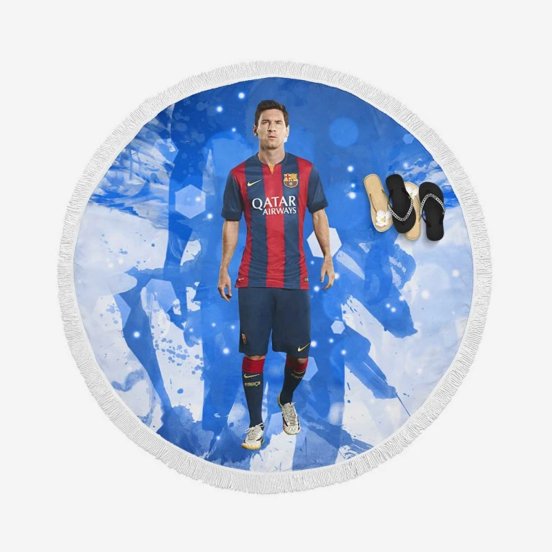 Motivating Sports Player Lionel Messi Round Beach Towel