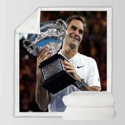 Motivating Tennis Player Roger Federer Sherpa Fleece Blanket