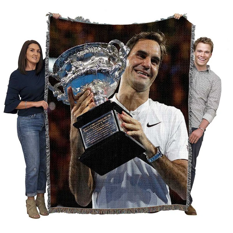Motivating Tennis Player Roger Federer Woven Blanket