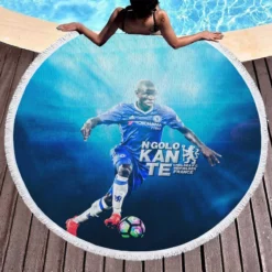 N Golo Kante  Chelsea Exciting Soccer Player Round Beach Towel 1