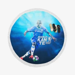 N Golo Kante  Chelsea Exciting Soccer Player Round Beach Towel