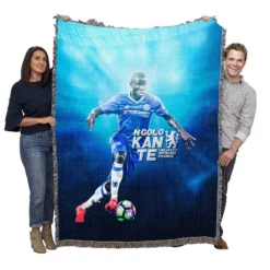 N Golo Kante  Chelsea Exciting Soccer Player Woven Blanket