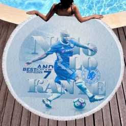 N Golo Kante  Chelsea Strong Football Player Round Beach Towel 1