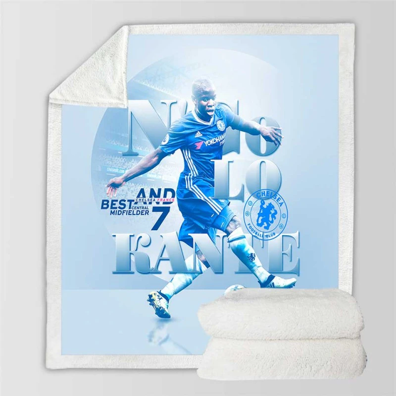 N Golo Kante  Chelsea Strong Football Player Sherpa Fleece Blanket