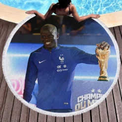 N Golo Kante FIFA World Cup Player Round Beach Towel 1