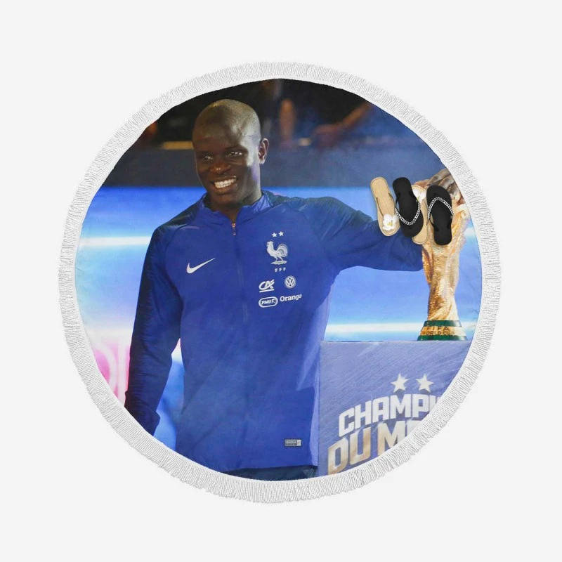 N Golo Kante FIFA World Cup Player Round Beach Towel