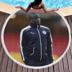 N Golo Kante French Professional Football Player Round Beach Towel 1