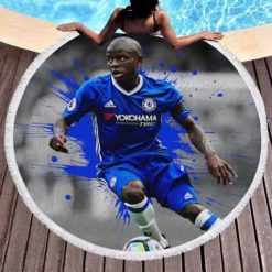 N Golo Kante Uniqe French Football Player Round Beach Towel 1