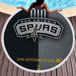 NBA Basketball Club San Antonio Spurs Logo Round Beach Towel 1