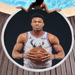 NBA Basketball Player Giannis Antetokounmpo Round Beach Towel 1