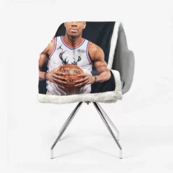 NBA Basketball Player Giannis Antetokounmpo Sherpa Fleece Blanket 2