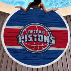 NBA Basketball Team Detroit Pistons Round Beach Towel 1