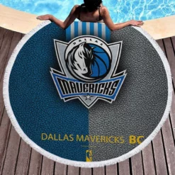 NBA Champions Basketball Logo Dallas Mavericks Round Beach Towel 1