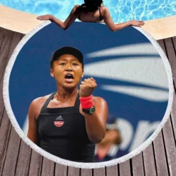 Naomi Osaka Grand Slam Tennis Player Round Beach Towel 1