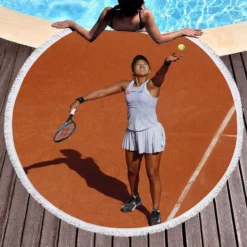 Naomi Osaka Japanese Professional Tennis Player Round Beach Towel 1