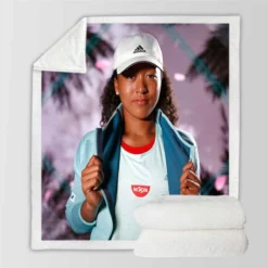 Naomi Osaka Powerful WTA Tennis Player Sherpa Fleece Blanket