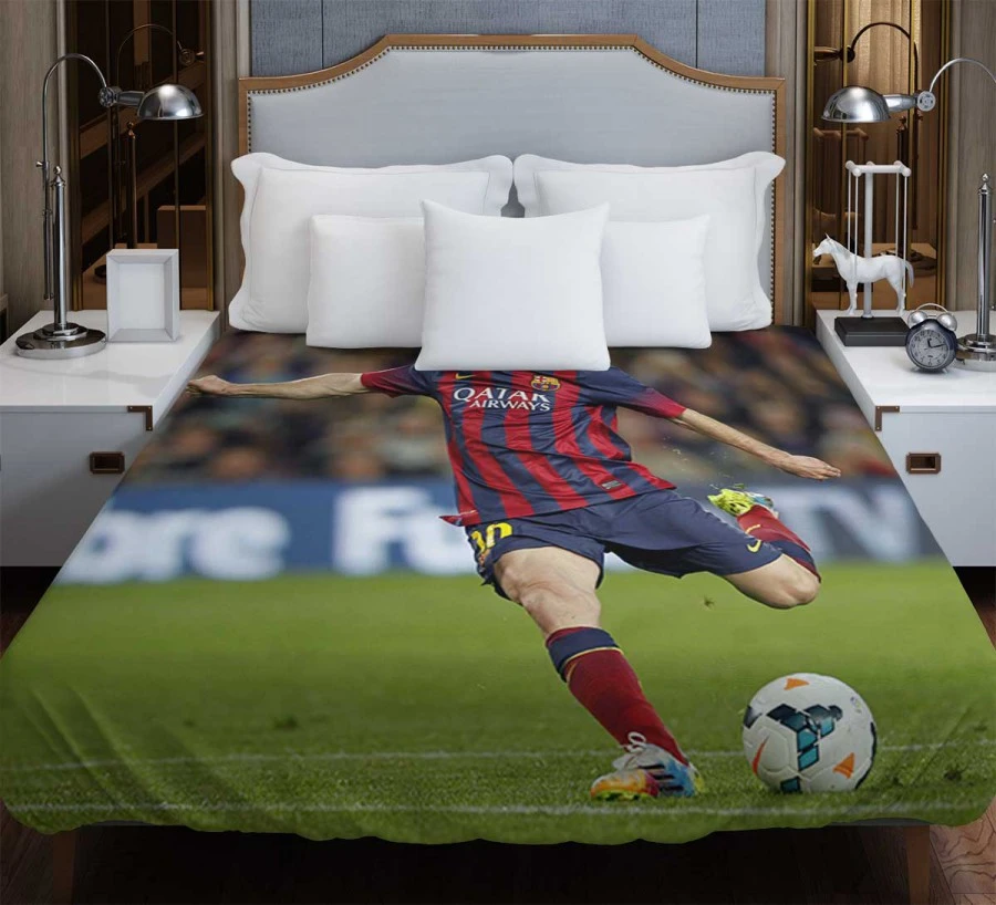 Nervous Barca Soccer Player Lionel Messi Duvet Cover