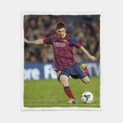 Nervous Barca Soccer Player Lionel Messi Sherpa Fleece Blanket 1