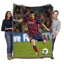 Nervous Barca Soccer Player Lionel Messi Woven Blanket