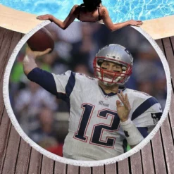 New England Patriots Tom Brady NFL Round Beach Towel 1
