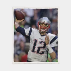 New England Patriots Tom Brady NFL Sherpa Fleece Blanket 1