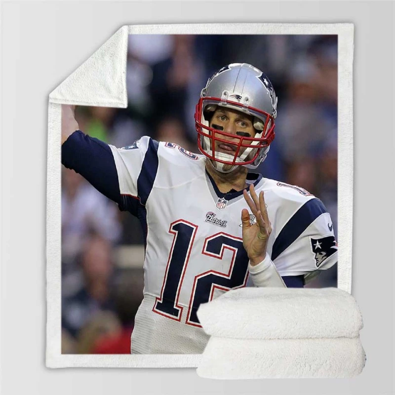 New England Patriots Tom Brady NFL Sherpa Fleece Blanket