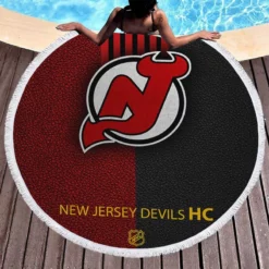 New Jersey Devils Professional Ice Hockey Team Round Beach Towel 1