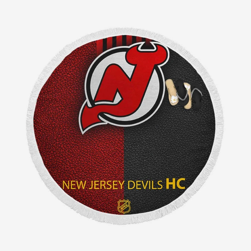 New Jersey Devils Professional Ice Hockey Team Round Beach Towel