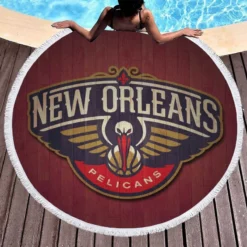 New Orleans Pelicans Professional Basketball Team Round Beach Towel 1