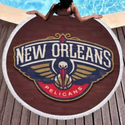 New Orleans Pelicans Strong NBA Basketball Club Round Beach Towel 1