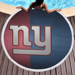New York Giants Professional American Football Team Round Beach Towel 1