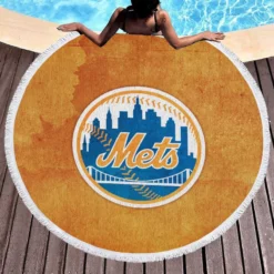 New York Mets Excellent MLB Baseball Club Round Beach Towel 1