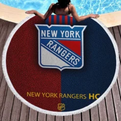 New York Rangers Unique NHL Hockey Team Round Beach Towel 1