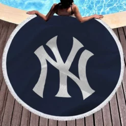 New York Yankees Graceful MLB Team Round Beach Towel 1