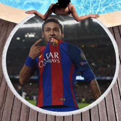 Neymar Barcelona Sports Player Round Beach Towel 1