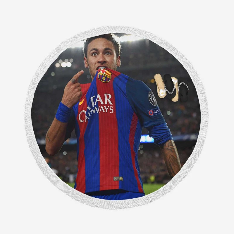 Neymar Barcelona Sports Player Round Beach Towel