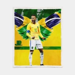 Neymar Brazil Footballer Sherpa Fleece Blanket 1