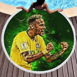 Neymar Brazil Soccer Player Round Beach Towel 1